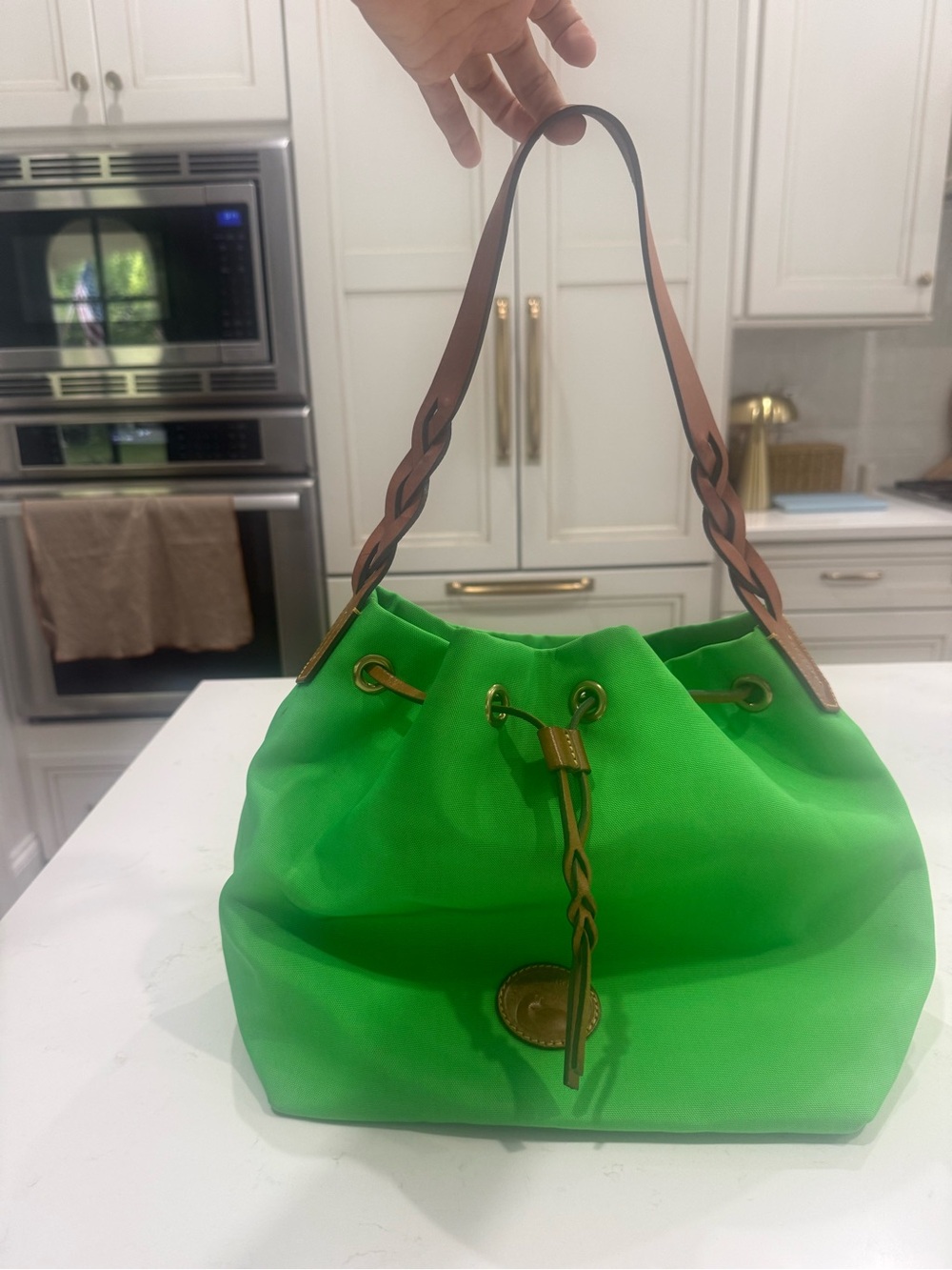 Dooney & Bourke Nylon Drawstring Bucket Bag – Kelly Green | Excellent Condition